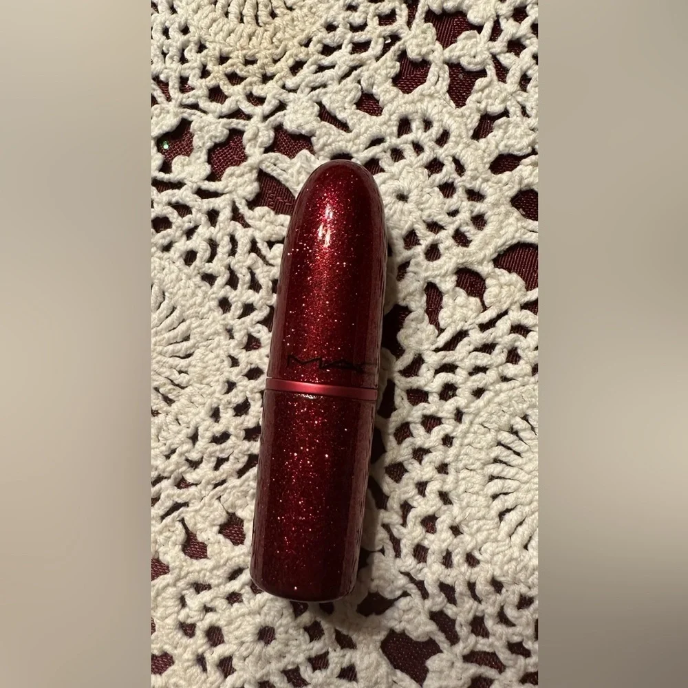 Mac Cosmetics Viva Glam 25th Anniversary Matte Lipstick Glitter Red Tube